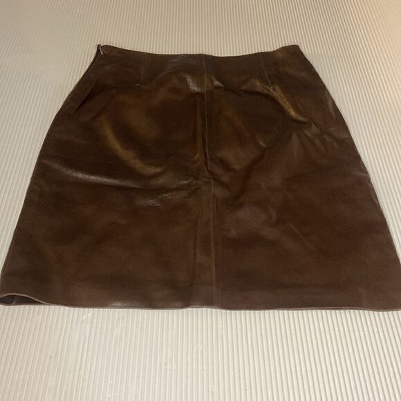 Finity Brown Leather High waist Skirt size 8 - Picture 3 of 8